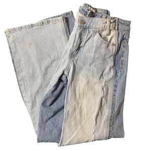 Kancan Two-Tone High Rise Wide Leg Double Button Waist Band Size 5/26